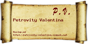 Petrovity Valentina névjegykártya
